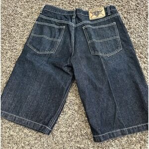 Vintage Brooklyn Xpress Shorts Mens Denim Shorts Faded Baggy Blue Size 36x13